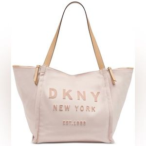 🎀👜DKNY Courtney Blush PINK Extra Large Canvas East West Tote NWT